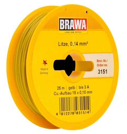 BRAWA 3151 Schaltlitze, 0,14 mm², 25-meter gelb