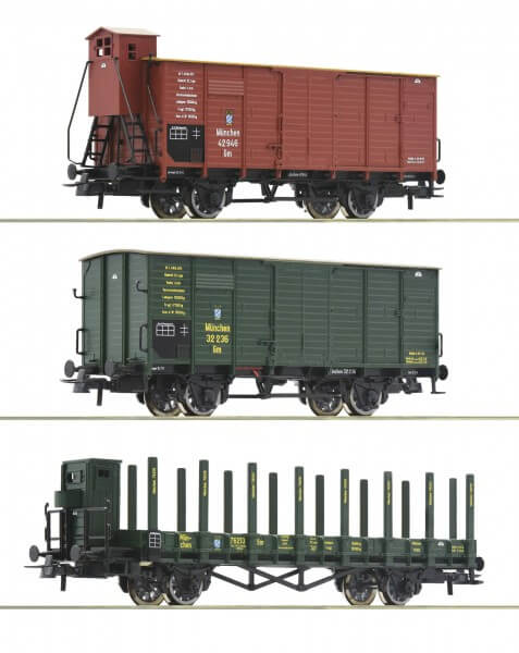 Roco 76094 H0 3-teiliges Set Güterwagen der Länderbahn K.Bay.Sts.B.
