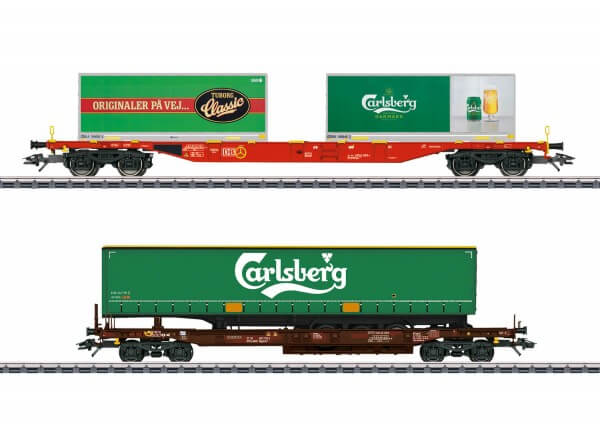 Märklin H0 47109 KLV-Güterwagenset Carlsberg und Tuborg der AAE Cargo AG und DB AG