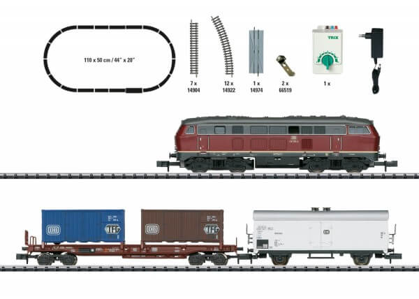 Minitrix 11146 Spur N analog Startpackung "Güterzug" mit purpurroter BR 216