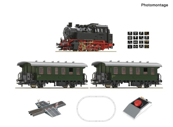 Roco 5100001 Analog Start Set Dampflokomotive BR 80 mit Personenzug