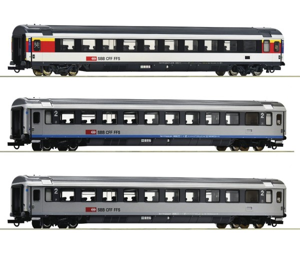 Roco 74022 3-tlg. Set 2 EuroCity-Wagen EC 7 SBB