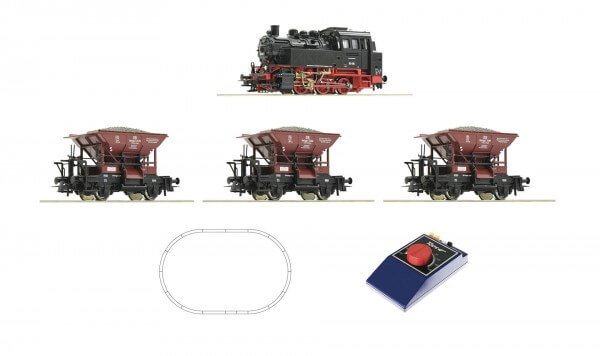 Roco 51159 H0 Analog Start Set Dampflokomotive BR 80 mit Güterzug der DB