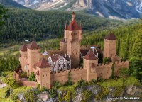 Burg aus dem Mittelalter mit LED-Beleuchtung