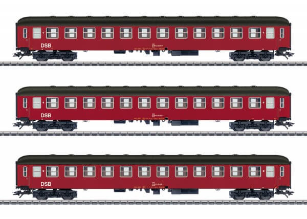 Märklin 42694 H0 rubinrote Reisezugwagen im dreier Set der DSB